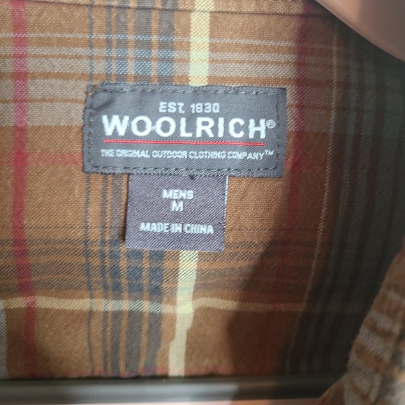 Woolrich Mens Plaid Button Down Flannel Shirt Outdoor Casual Brown Medium - Picture 3 of 5
